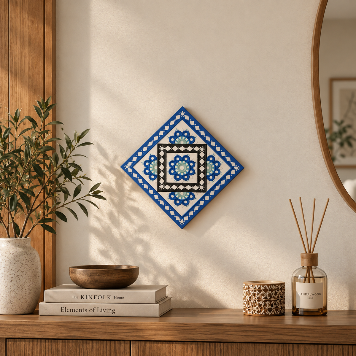 Blue Mud work with Mirror Square Shape