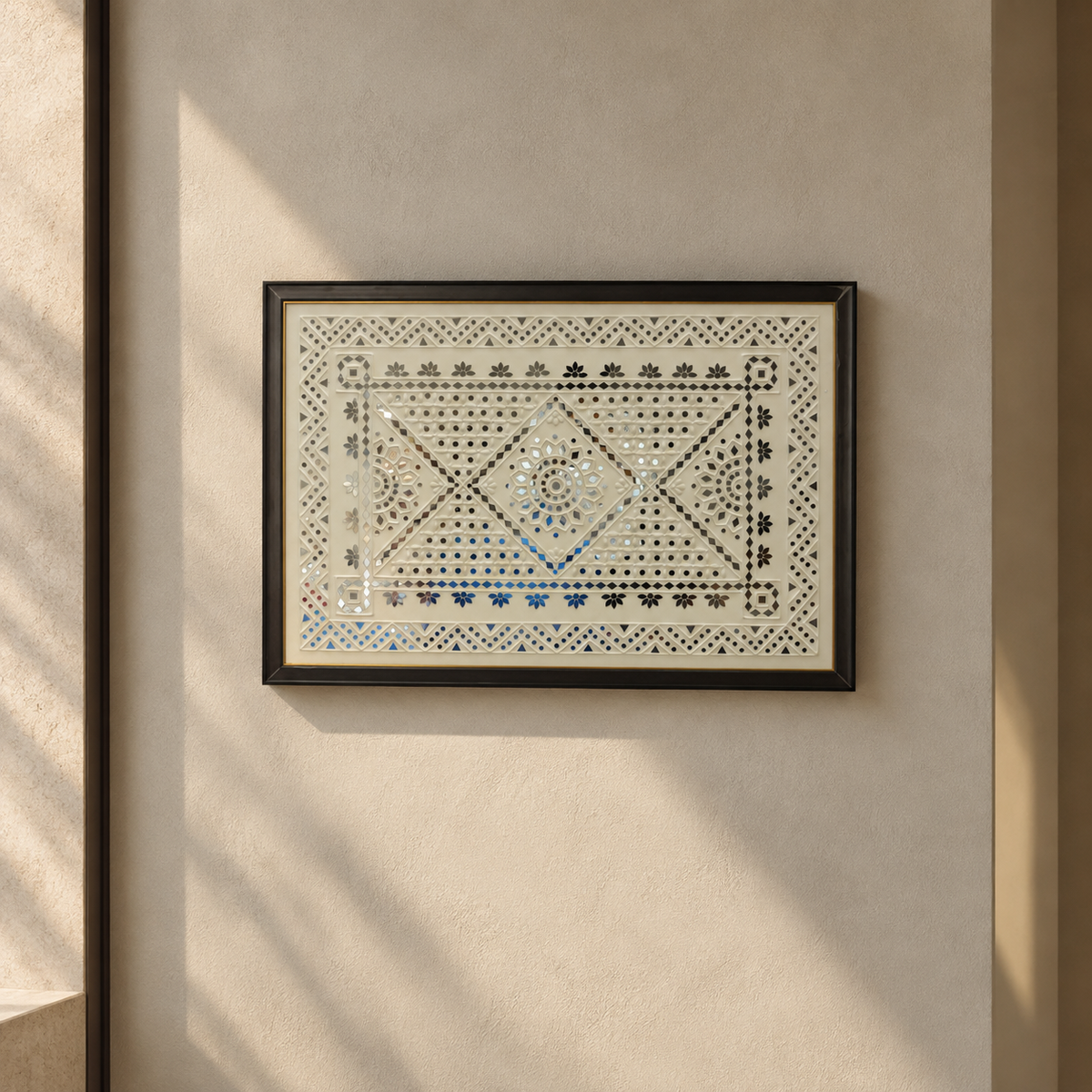 Square Mud Work Frame with Mirror Work Big